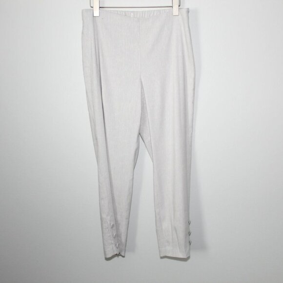 ✨2/$20 J.Jill Stretch Linen Button Hem Ankle Pants Beige Tan Size Medium H12610 - Picture 2 of 12